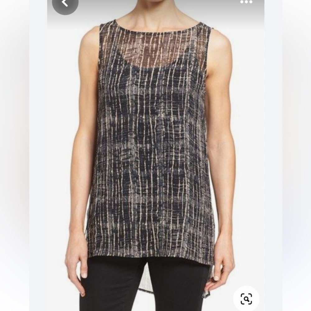 Eileen Fisher Sheer 100% Silk Sleeveless Tunic Top M/L